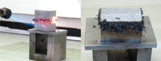 Demonstration of fire resistant sealing foam